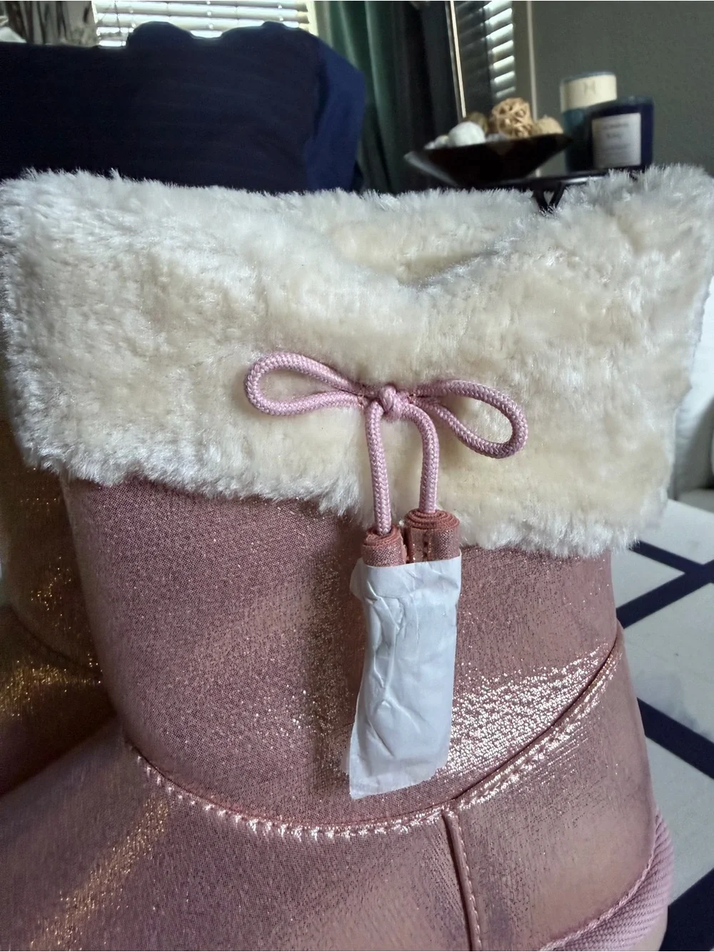 Pink Metallic Faux Fur Boots